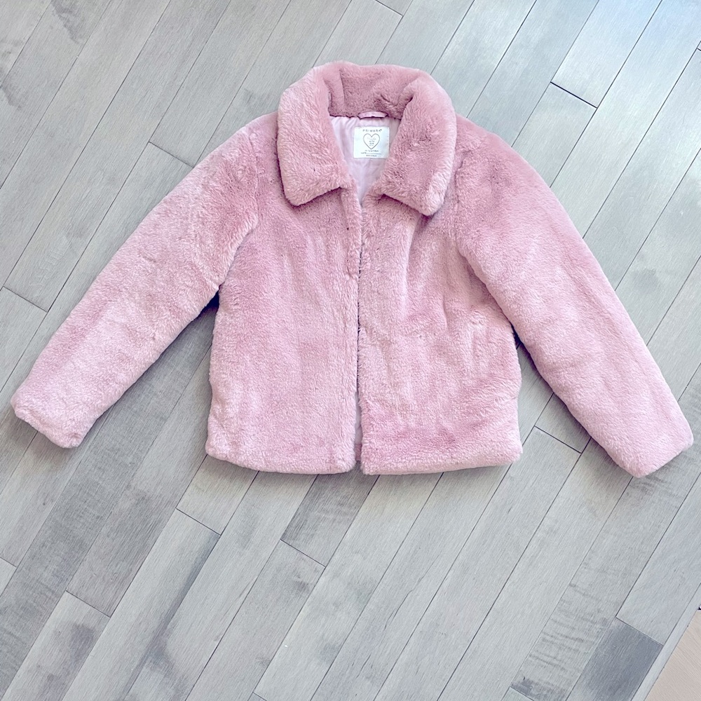Primark super soft furry pink coat 10-11 / XXS